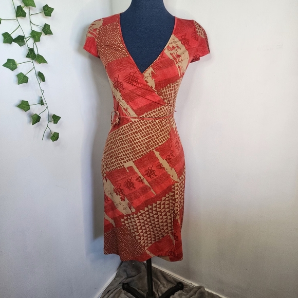 BCBGMaxAzria Red Print Wrap Dress - Picture 1 of 10